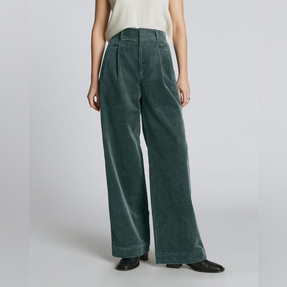 NWT Everlane The Corduroy Way-High® Drape Pant in Evergreen - 2